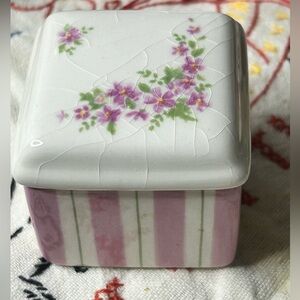 Vintage Demdaco Inspirational Ceramic Trinket Dish Forget Me Nots